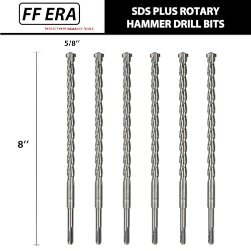 6-Pack SDS Plus 5/8 inch x 8 inch Rotary Hammer Drill Bits, Carbide Tipped for Brick, Stone and Concrete (5/8'' x 8'') - size: 5/8''x8'' (6-Pack)