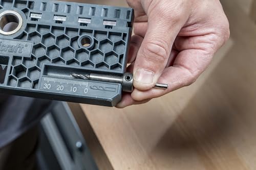 wolfcraft Cam Lock Jig - Furniture Connector Kit with Drilling Template, Metal Drill Bushings, 32 mm Hole Grid for Surface, Corner & T-Joints - 4665000