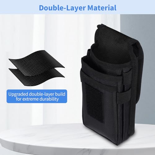 Belt Tool Pouch, Multitool Organizer Electrician Holster Nylon Tactical Pocket Attachment Utility Sheath Bag Tradesman Pro Maintenance Tool Sleeve for EDC Gears Cellphone - color: Black