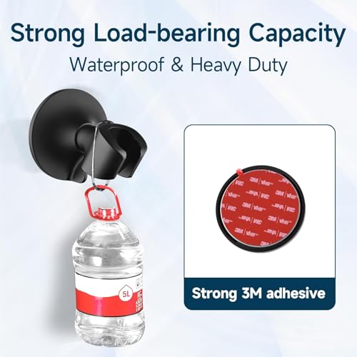 BRIGHT SHOWERS Strong Adhesive Shower Head Holder with Dual Angle Adjustable, Wall Mounted Handheld Shower Bracket, Easy Installation, Screw Mounting Options, Matte Black - color: Matte Black, style: Adhesive & Screw - 2 Angles