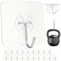 Latoxcaa Heavy Duty Adhesive Wall Hooks - Strong & Transparent, Hold up to 22lb, Waterproof & Reusable, Ideal for Kitchen, Bathroom, and Office (20 Pack) - size: 20 Medium Hooks