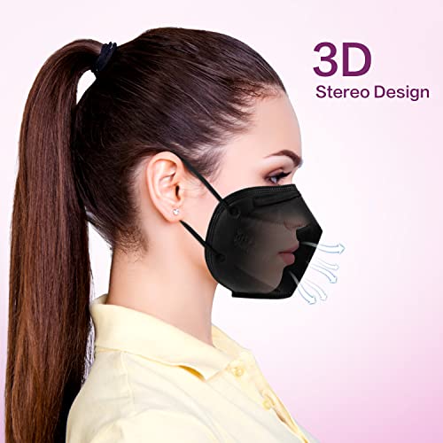 Miuphro KN95 Face Mask 25 Pack, 5-Layers Breathable KN95 Masks - color: Black
