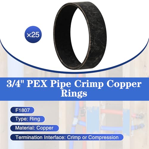 25 Pack 3/4" PEX Copper Crimp Rings - size: 3/4“ × 25pcs