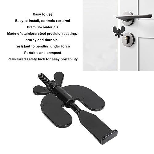 Alomejor Door Stopper, Portable Security Lock Adjustable Stainless Steel for Travelers Home Hotel School Office