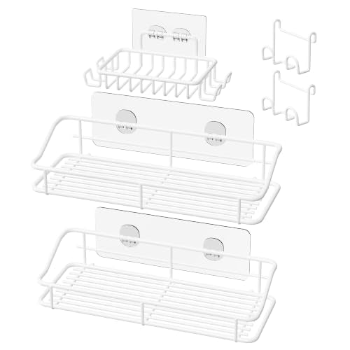 Nieifi Shower Caddy Adhesive, Shower Shelves, Shampoo Holder for Bathroom - color: White, size: 3 Pack