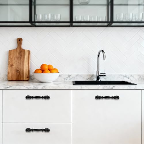10 Pack 3 Inch(76mm) Kitchen Cabinet Handles Matte Black Cabinet Pulls Zinc Alloy Drawer Pulls Solid Kitchen Hardware - color: Matte Black, size: 3'' Hole Center(76mm)