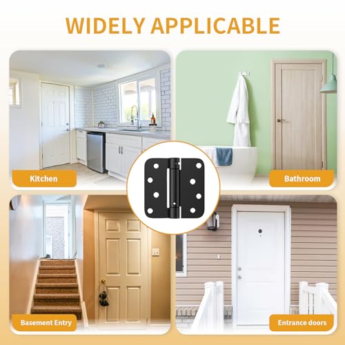 Luxbaro 2 Pack Self Closing Door Hinges, 4 Inch, Adjustable Tension, Black - color: Matte Black-5/8'', size: 4" 2 Pack