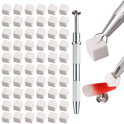 Fcozpjk Soft Sponges with Grabbing Pen for Ombre and Aura Nail Art with Brush, Professional Manicure Nail Art Tools Accessories Supplies, 100 Pieces - color: Ombre Nail Sponges