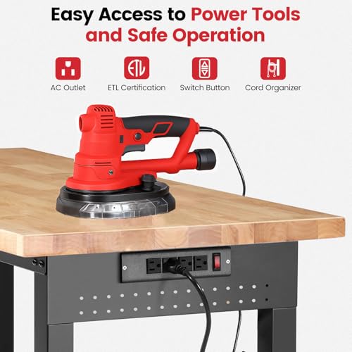 ENJOYWOOD 60" Heavy Duty Garage Workbench with Wheels, Adjustable Height