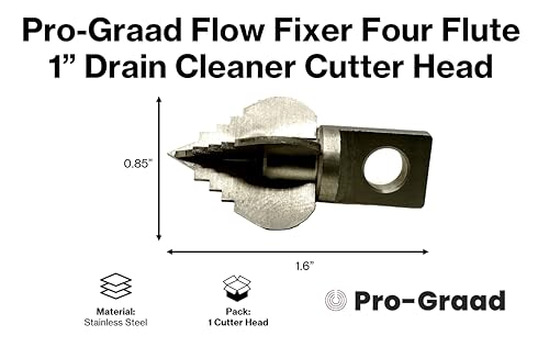 Flow Fixer Drain Cleaner Cutter Head 1", Spear, Slot, for 1-1/4" - 2" Pipes - style: 1" Four Flute (for 1-1/4" - 2" pipes)