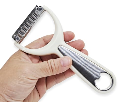 WitnyStore Kitchen Tool 6" Long White Plastic Handle Stainless Steel Wavy Peeler Scraper Bottle Opener - Thai Cooking Utensils Multipurpose Portable Hand-Held Cookery Equipments for Fruits Vegetables - size: 6"