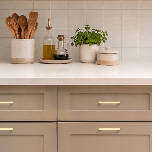 Ravinte Brushed Gold Cabinet Handles Solid Cabinet Pulls, 3 Inch CC, 5 Pack | Zinc Alloy, Slim Square Bar Grip, Smooth Drawer Pull Feel, Kitchen Cabinet Update, For Cupboards, Dressers, Drawers, Hardware - color: Brushed Gold, size: Flat Black 3'' Hole Ce
