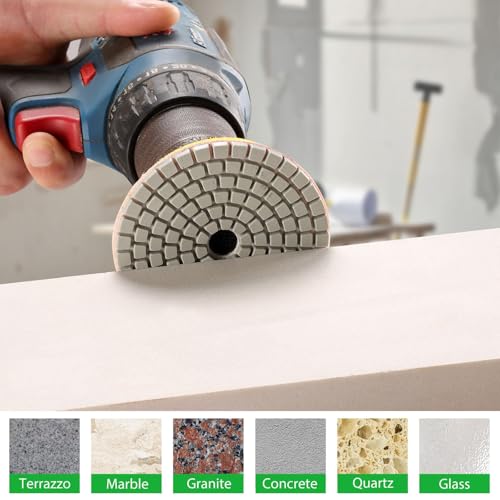 3 Inch Diamond Polishing Pads with M14 Backer Pad, 12PCS Wet/Dry Granite Stone Polish Pad Kit for Drill, Grinder, Polisher, 50-6000 Grit Diamond Sanding Pad for Concrete Marble Rock - size: 3 Inch 50-6000 Grit