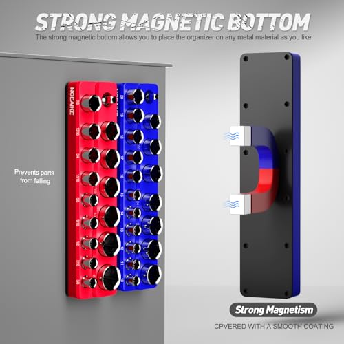 2-Pack 1/2 Inch Magnetic Socket Organizer Metric &SAE - size: 1/2"SAE&METRIC/2PCS