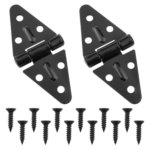 Lovelysp Triangle Flat Hinge Door Hinge Triangular Gate Hinge Shed Hinge with Mounting Screws (Black) 2pcs