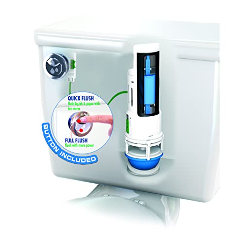 Danco HYR270 Hydroright Water-Saving Dual Flush Valve with Push-Button Handle, Plastic, Chrome - style: Push Button