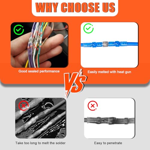 120PCS Solder Seal Wire Connectors Heat Shrink Butt Connectors Kit