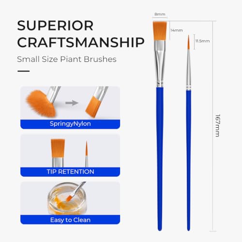 Smallbudi 300 PCS Small Paint Brushes Bulk for Kids Classroom - size: 150Flat+150round