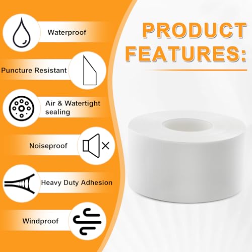 Qoqooice Window Weather Sealing Tape 2 Inch x 90 FT Weather Stripping Residue-Free Window Seal Insulation Tape for Doors Windows and Shower Glass Gaps White - size: 2 In * 90 Ft White