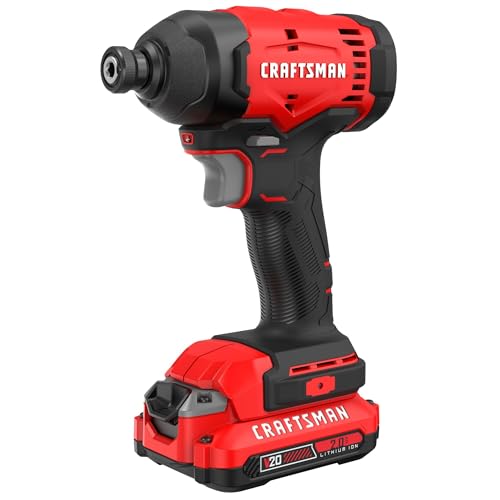 CRAFTSMAN Cordless 1/4 Impact Driver with 2 Ah Lithium Ion Battery, Charger and PH2 Screwdriving Bit, LED Light, High Torque, Variable Speed, 2900 RPM (CMCF801D1) - style: NEW 20V MAX Impact Driver Kit