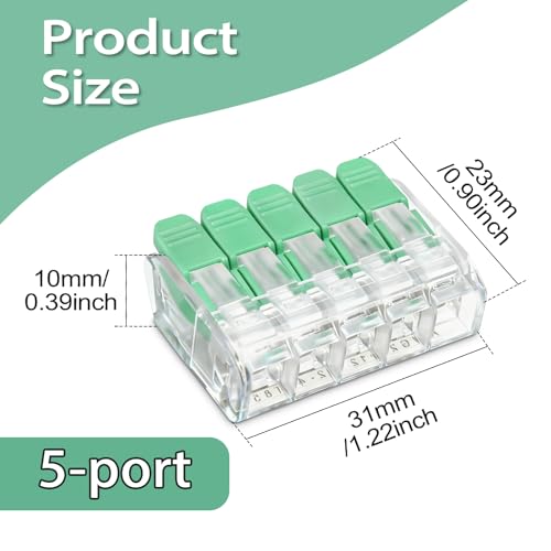 30PCS Lever Wire Connectors 5 Port Electrical Connectors Lever Nuts - size: 5 Ports