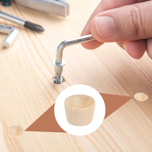 MECCANIXITY 100 Pcs Wood Plugs, 11/32" Flat Head Wood Plugs for Screw Holes Wooden Screw Hole Covers for Furniture Cabinets DIY Projects Assortment Kit - size: 11/32"