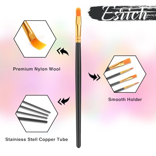 ESRICH 200PCS Paint Brushes, Paint Brush for Acrylic Painting - color: Black, size: 200