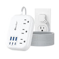 6 USB(3 USB C) Surge Protector Power Strip, 10 Ft Extension Cord,3 Outlets - size: White-10ft-24W-980J