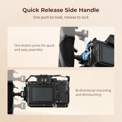 SMALLRIG Rotating Side Handle with HawkLock H21 Quick Release NATO Clamp, Includes H21 NATO Rail, 360° Adjustable, 15kg/ 33lb Load, Ergonomic Silicone Grip