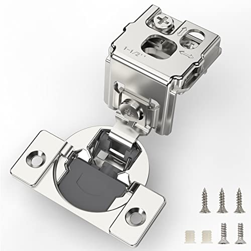 Furniware 50 Pieces 1-1/2 inch Overlay Soft Close Hinges for Kitchen Cabinet Hinges Satin Nickel Hidden Hinges Soft Closing Cabinet Hinges Stainless Steel Concealed Hinge self Closing 105 Degree - color: Satin Nickel - 50 Pack, size: 1-1/2 Inch