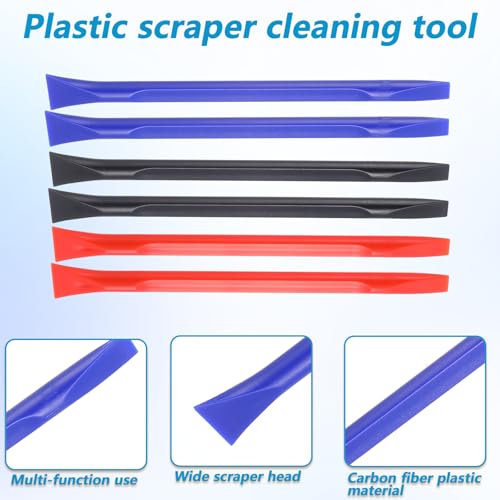 18 Pcs Non-Scratch Plastic Scraper, Cleaning Tool Crevice Cleaning Tool Multi-Purpose Label Scraper Remover Tools for Paint, Stickers Label, Oil Stains, Tight Spaces, Crevices (Black, Blue, Orange)