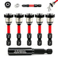 6pcs Drywall Screw Setter Set, 1/4" Hex Adjustable Depth Positioning Bits with Magnetic Bit Holder Extension Bar, Magnetic Positioning Screwdriver Bits, for Sheetrock and Plasterboard Screws (Red) - color: Red