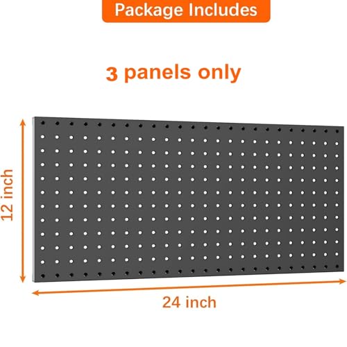 WALMANN 3 PCS 12x24 in Pegboard Panels for Wall, 36x24 in Tools Pegboard - color: Black 12"*24", size: 24"*36"