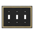 Pearled Frame Decorative Wall Plate Switch Plate Outlet Cover (Triple Toggle, Black & Dark Golden) - style: Triple Toggle