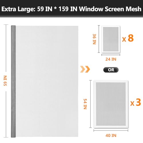 Secopad Window Screen and Screen Door Mesh Repair Kit, Grey, 59in x 159in - color: Gray, size: 59in x 159in