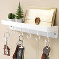 niffgaff White Key Holder Wall Mount, Stainless Steel Self Adhesive Hooks Rack with Shelf, No Drill Key Hanger for Door and Wall - color: White