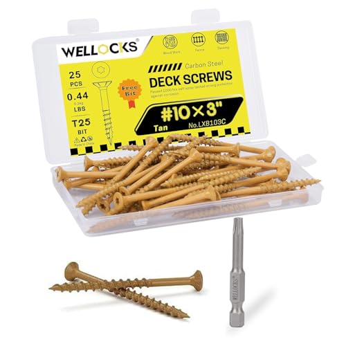 WELLOCKS #10 x 3 in Tan Deck Screws, 0.44 lbs Trial Size - size: #10×3", style: Trial size 0.44LBS