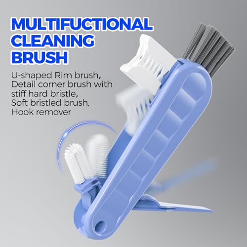 Holikme 6 Pack 4 in 1 Cup Lid Cleaning Brush 3 Straws Bottle Brush,Blue - color: Blue