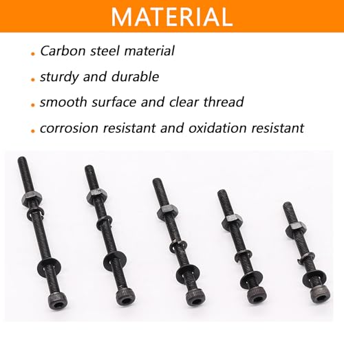 461Pcs M3 Socket Head Screws Metric Screws Bolts Washers Nuts Kit - size: M3 x 30mm, 35mm, 40mm, 45mm, 50mm