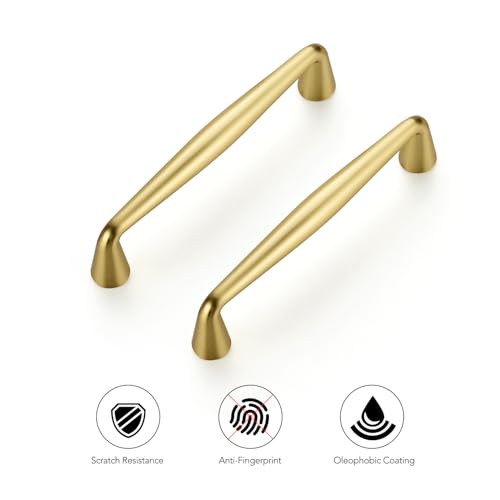 Ravinte Brushed Gold Cabinet Handles Solid Handles,3-1/2 Inch,10 Pack - color: Brushed Gold, size: 3-1/2 Inches Hole Center