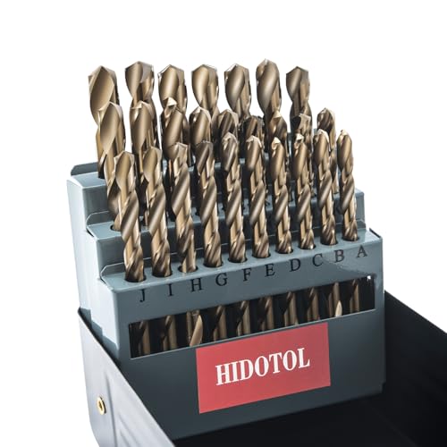 HIDOTOL 26PCS Cobalt Letter Drill Bit Set M35 HSS Twist Jobber Drill Bits for Hardened Metal, Stainless Steel, Cast Iron, Plastic and Wood Letter A-Z with Indexed Metal Case - size: Cobalt 26 PCS Letter A - Z