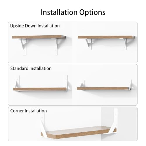 Shelf Brackets,White Shelf Brackets 6 x 4 Inch 4Pack - size: 4x6inch-white