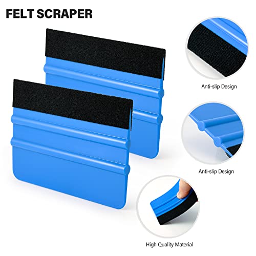 Gomake Vinyl Wrap Tool Kit Car Window Tint Installation Tools Wrapping Kit | Vinyl Wrap Squeegee Tool, 9mm Utility Knife, Film Cutter and Vinyl Tucking Tool Window Tint Kit for Car Wrapping - color: Blue