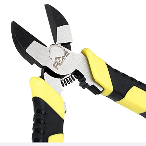 Professional Wire Cutters Heavy Duty,6 inch Diagonal Cutting Pliers with Crimper Design,Chrome Vanadium Steel Forged Spring-Loaded Side Cutters