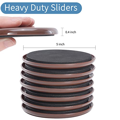 Furniture Sliders for Carpet, 8 PCS 5" Furniture Moving Pads - size: Brown