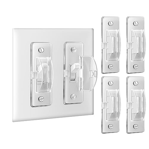 Roxiuc Switch Guard - Light Switch Cover Guard - Childproof - Clear (4pc) - Toggle Switch Compatible - Approximately 3.5"L x 1"W x 0.5"D - Electrical Safety Product - size: 4 Pack