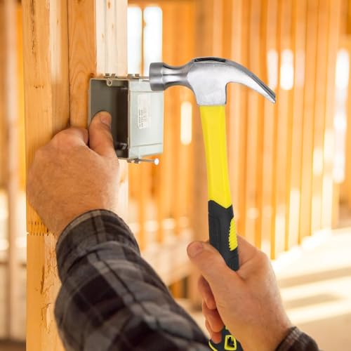 Yellow 11 oz Straight Rip Claw Hammer with Smooth Face Shock Reduction Grip Hammers Tools One Piece Forged Nail Hammer for House DIY