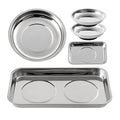 5 Pieces Magnetic Trays Set Stainless Steel Magnet Tool Tray Parts Holder for Screws, Sockets, Bolts, Pins, Mechanic's and Automotive - size: 5 Pieces Set