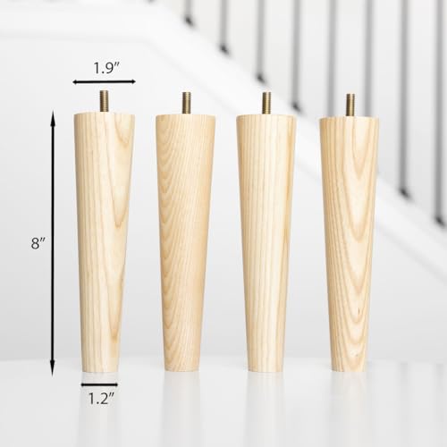 Airy Abode Premium Ash Wood Furniture Legs (Full Install Kit) - Pick Your Size and Color - color: Ash, size: 8 Inches