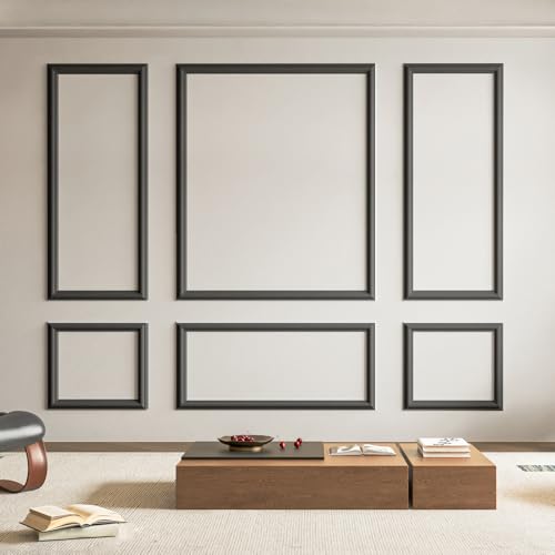 Art3d Pre-Cut Wall Molding Set of 6 pcs, 3 Top 3 Bottom, Black - color: Black: Style 1